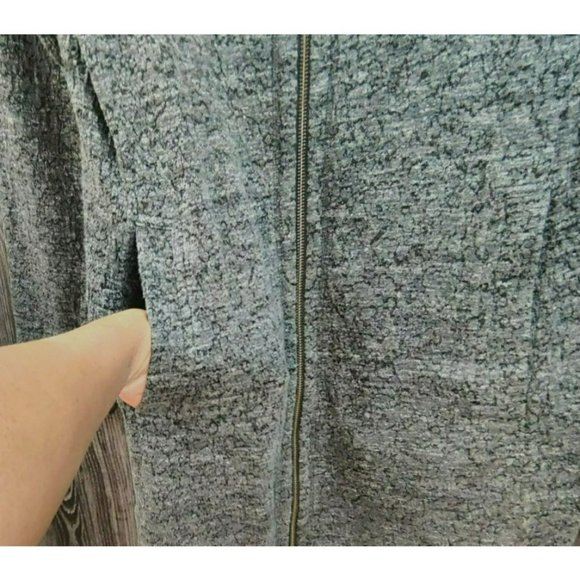 Eileen Fisher Medium 2 Way Full Zip Long Cardigan Mock Neck Pockets Mixed Greys - Picture 7 of 14